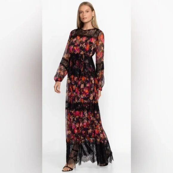 Johnny Was JADE Flora Silk Maxi Dress.  SZ L - Picture 3 of 7